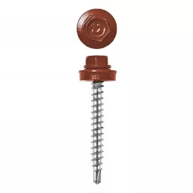   Lemezcsavar, 4,8 x 35 mm festett önfúró hatlapfejű RAL8004 (rézbarna) famenetes