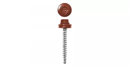 Lemezcsavar, 4,8 x 35 mm festett önfúró hatlapfejű RAL8004 (rézbarna) famenetes