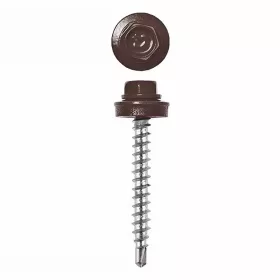   Lemezcsavar, 4,8 x 35 mm festett önfúró hatlapfejű RAL8017 (csokibarna) famenetes