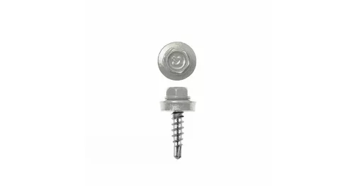 Lemezcsavar, 4,8 x 20 mm festett önfúró hatlapfejű RAL9002 (szürkésfehér) fűzőcsavar