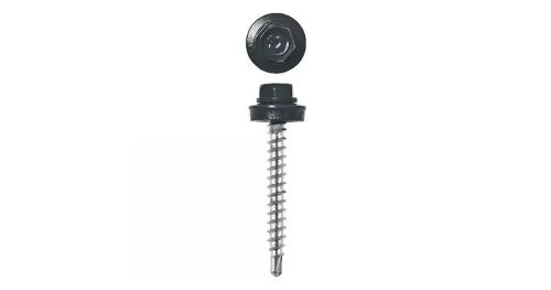 Lemezcsavar, 4,8 x 35 mm festett önfúró hatlapfejű RAL7016 (szürke) famenetes
