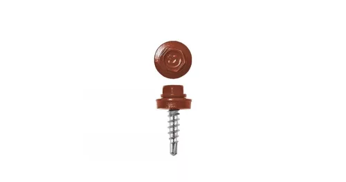 Lemezcsavar, 4,8 x 20 mm festett önfúró hatlapfejű RAL8004 (rézbarna) fűzőcsavar
