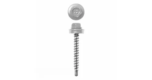 Lemezcsavar, 4,8 x 35 mm festett önfúró hatlapfejű RAL9010 (fehér) famenetes