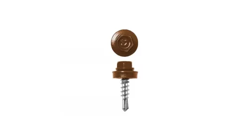 Lemezcsavar, 4,8 x 19 mm festett önfúró hatlapfejű RAL8003 (világosbarna) fémmenetes