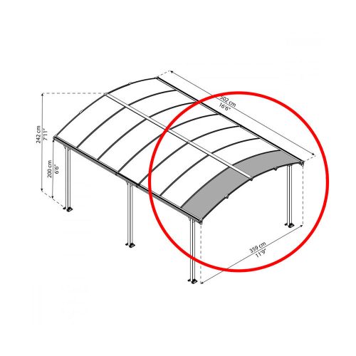 Bővítő elem Arcadia kocsibeállókhoz (70 cm)  Palram - Canopia