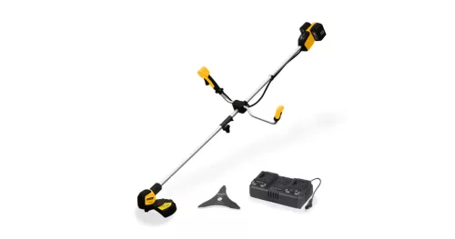 Akkus bozótvágó 40 V (2 x 20 V) + 2x 4 Ah akkumulátor + dupla gyorstöltő 4,5 A Riwall PRO RABC 2620i SET