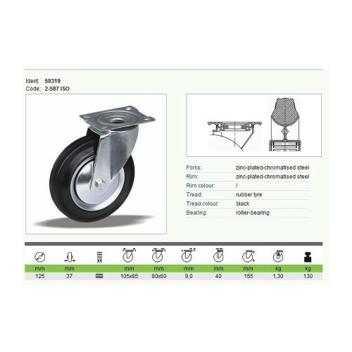 Kerék önbeálló talpas fém felnis 125 59319