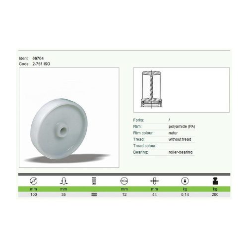 Kerék alap PA tűgörgős 100 fehér 66704