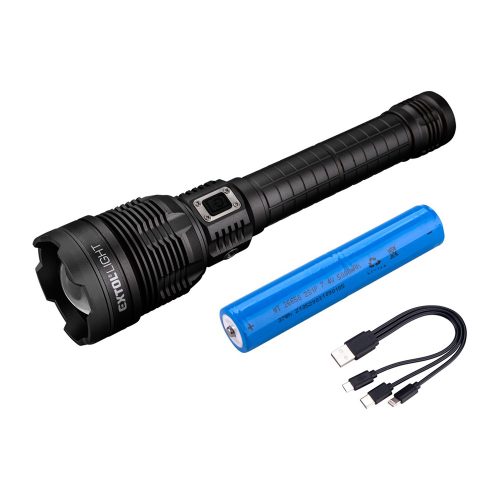 LED lámpa, 60 W COB LED, 8000 Lm, ALU ház, zoom, USB újratölthető Li-ion akkus, 5000 mAh, Power Bank funkció