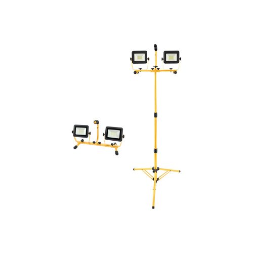 Hordozható LED lámpa, 2×30 W, reflektor, 2×2700 Lm, teleszkópos állvánnyal, 230V/50Hz