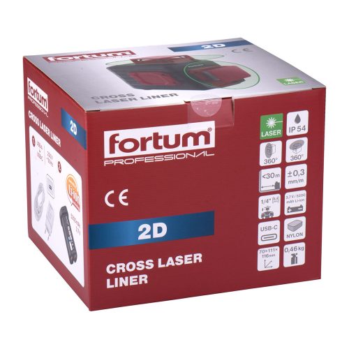 Automatikus lézeres vízszintező, ZÖLD, 2D (2×360°) pontosság: 0,3mm/1m, 1/4" és 5/8" menet