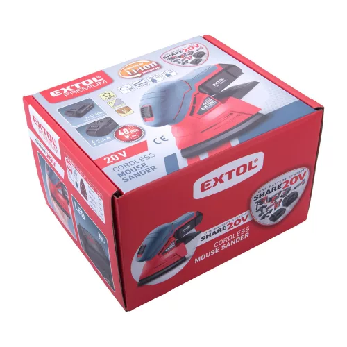 Akkus delta csiszoló, Share20V, 20V, Li-ion, 1db akku, 1db töltő, 2000 mAh, 123×95 mm, ford. 11.000 f/perc